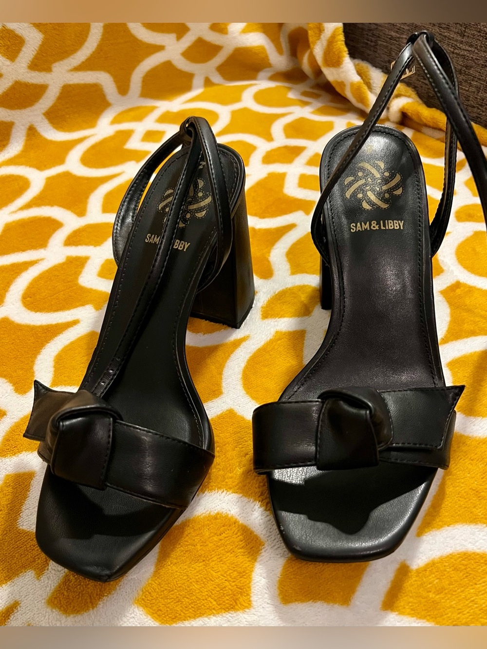 Sam & Libby Black Knot Front Slingback Block Heels